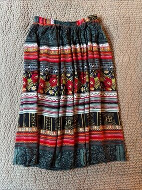 Minkpink Bohemian Floral Stripe Maxi Skirt with pockets and back zipper